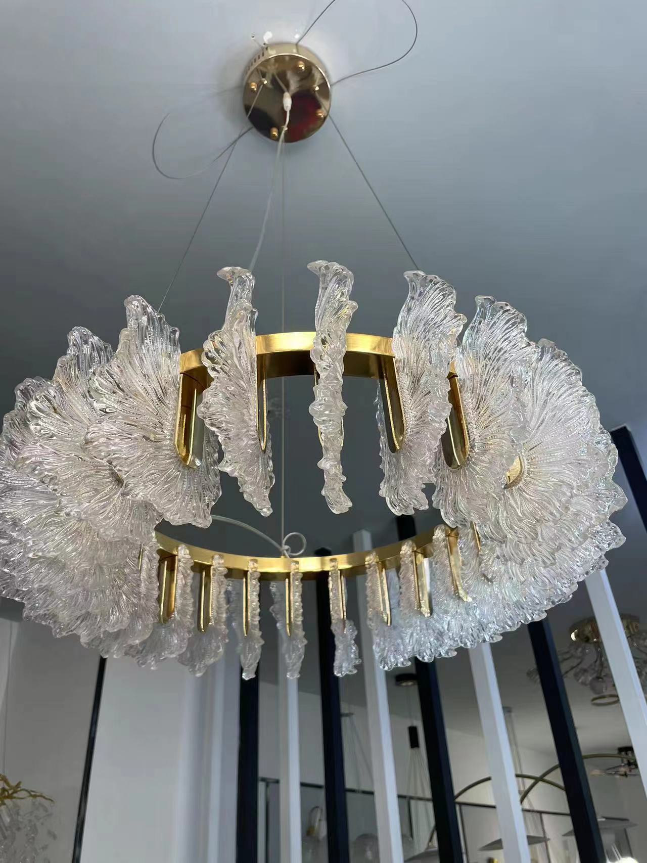 Ulcarir Luxury Leaf Glass Acrylic Chandelier - Letslighting