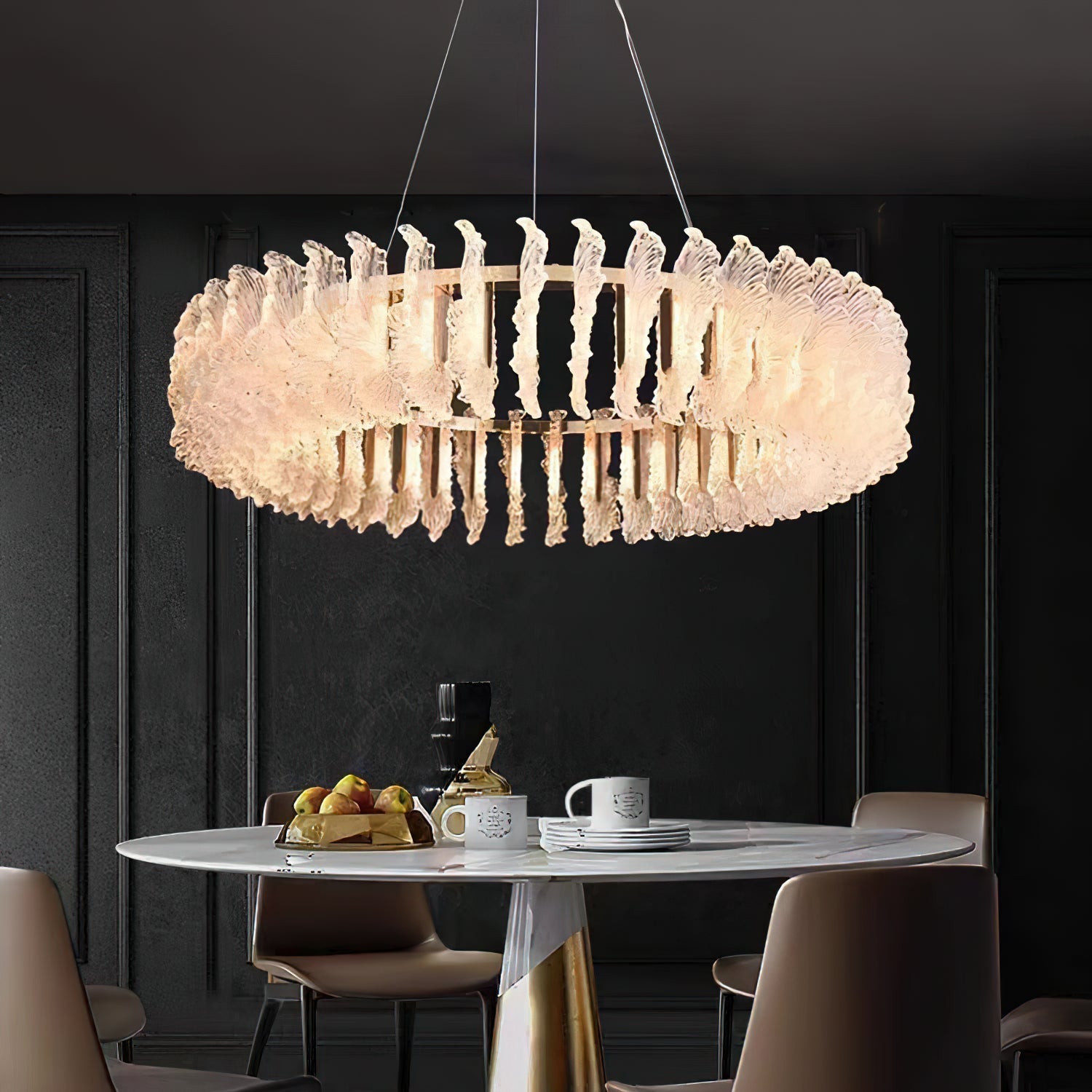 Ulcarir Luxury Leaf Glass Acrylic Chandelier - Letslighting
