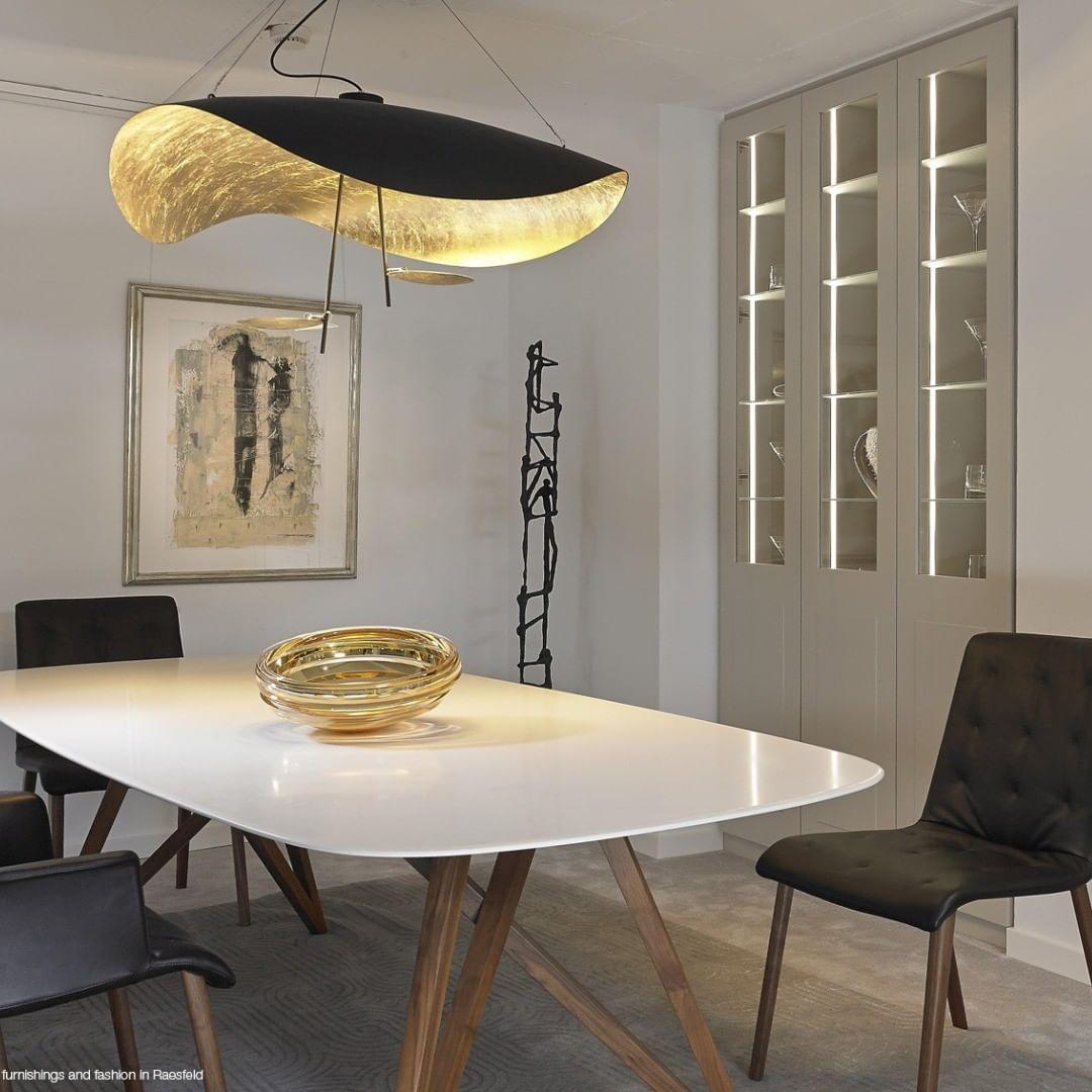 Lustra Pendant Lamp Black Gold Curved Shade - Letslighting