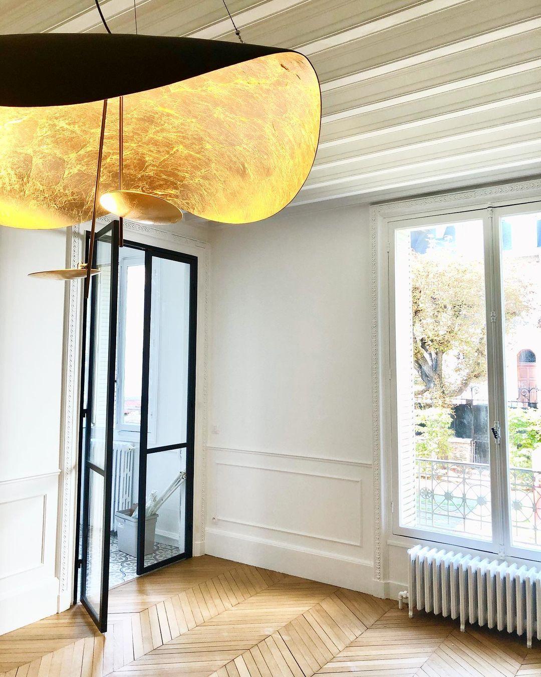 Lustra Pendant Lamp Black Gold Curved Shade - Letslighting