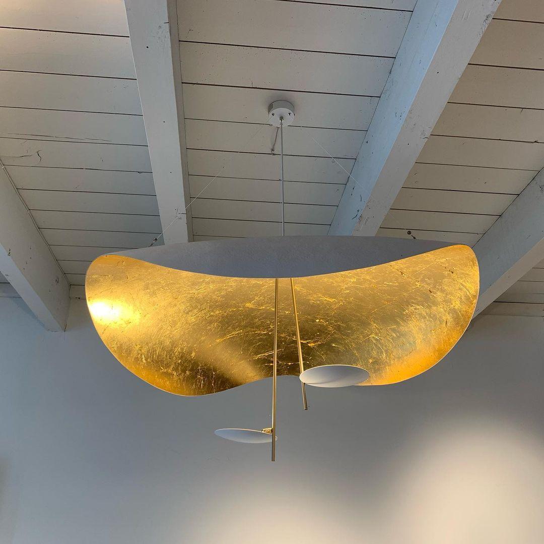 Lustra Pendant Lamp Black Gold Curved Shade - Letslighting