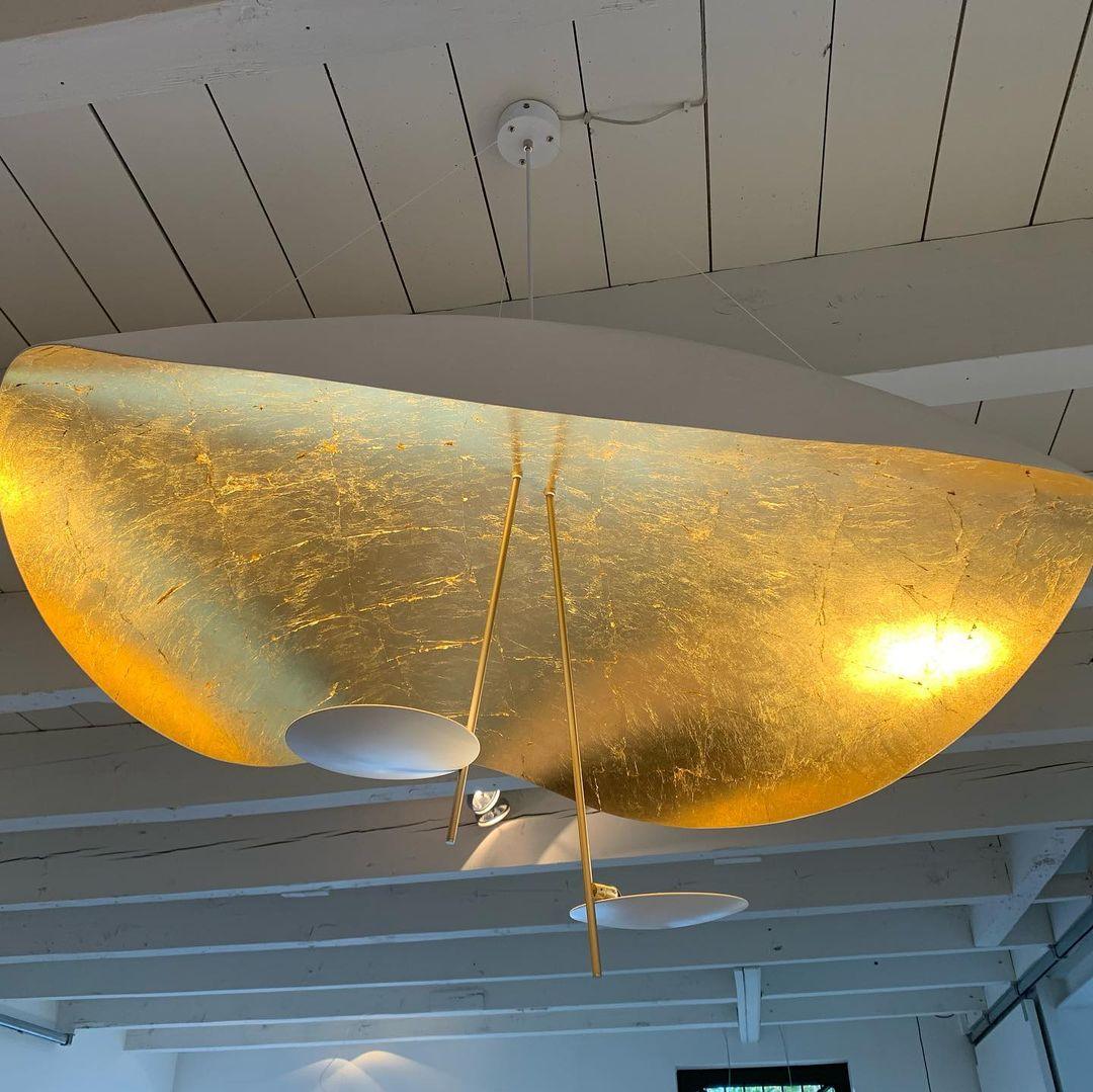 Lustra Pendant Lamp Black Gold Curved Shade - Letslighting