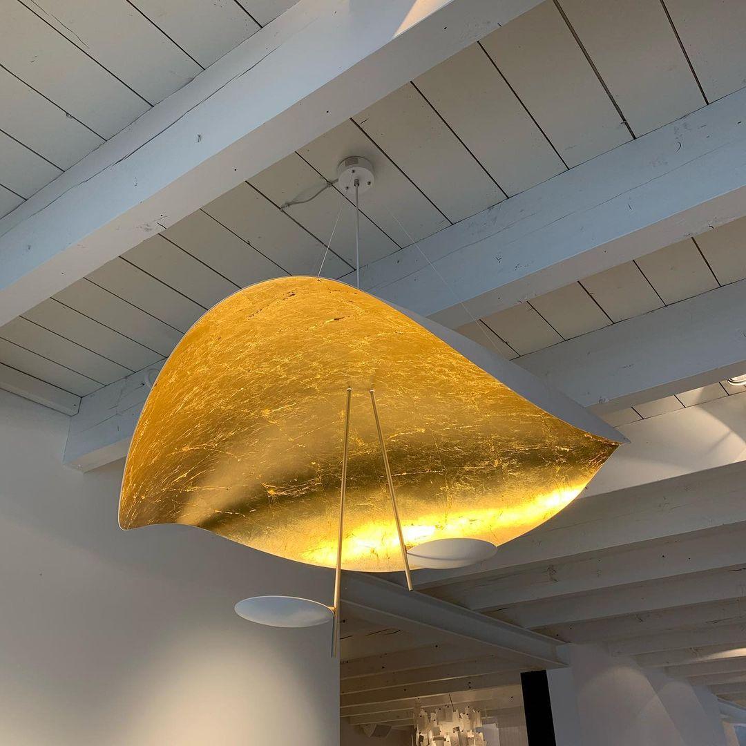 Lustra Pendant Lamp Black Gold Curved Shade - Letslighting