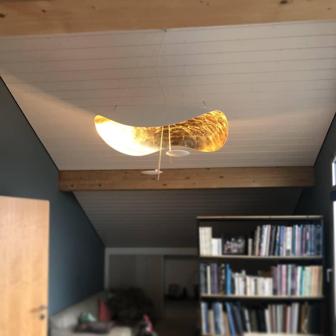 Lustra Pendant Lamp Black Gold Curved Shade - Letslighting