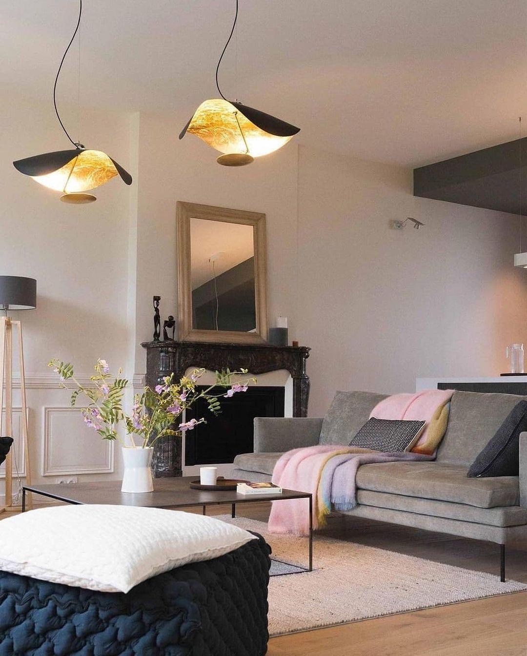 Lustra Pendant Lamp Black Gold Curved Shade - Letslighting