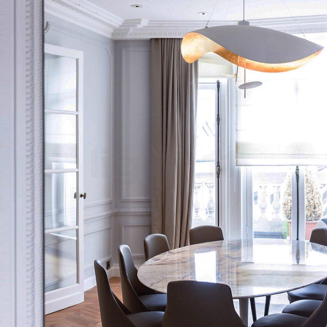 Lustra Pendant Lamp Black Gold Curved Shade - Letslighting