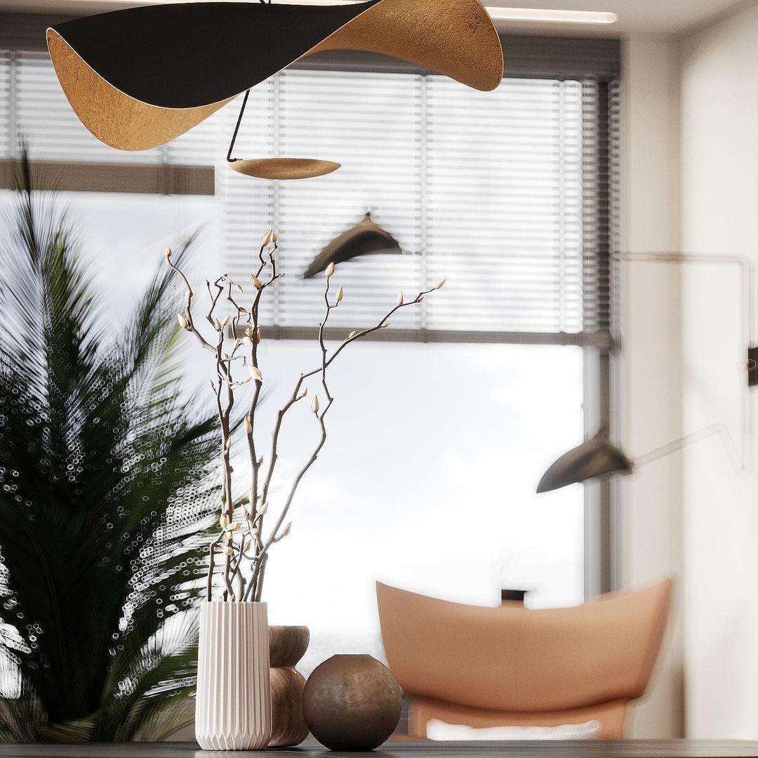 Lustra Pendant Lamp Black Gold Curved Shade - Letslighting