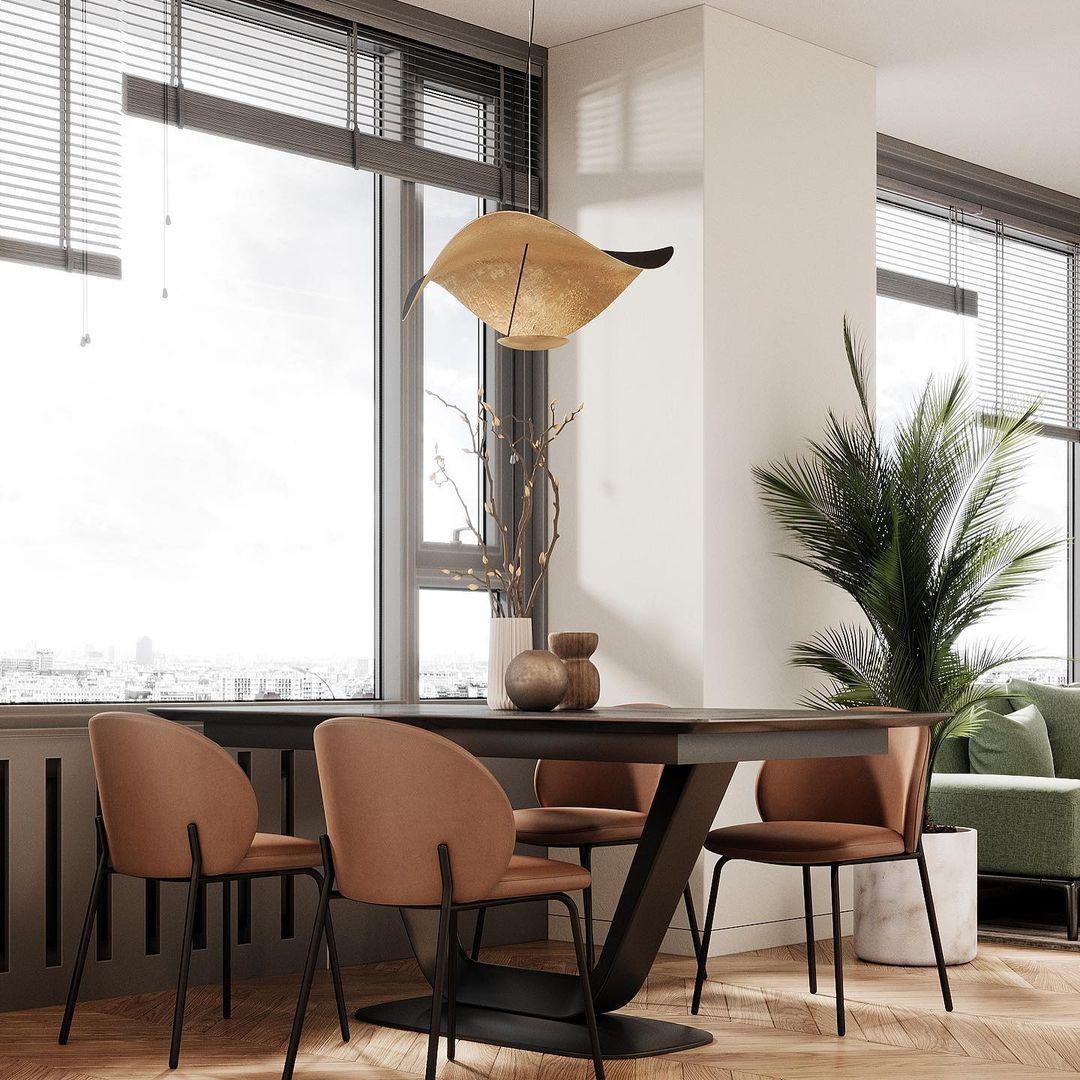 Lustra Pendant Lamp Black Gold Curved Shade - Letslighting