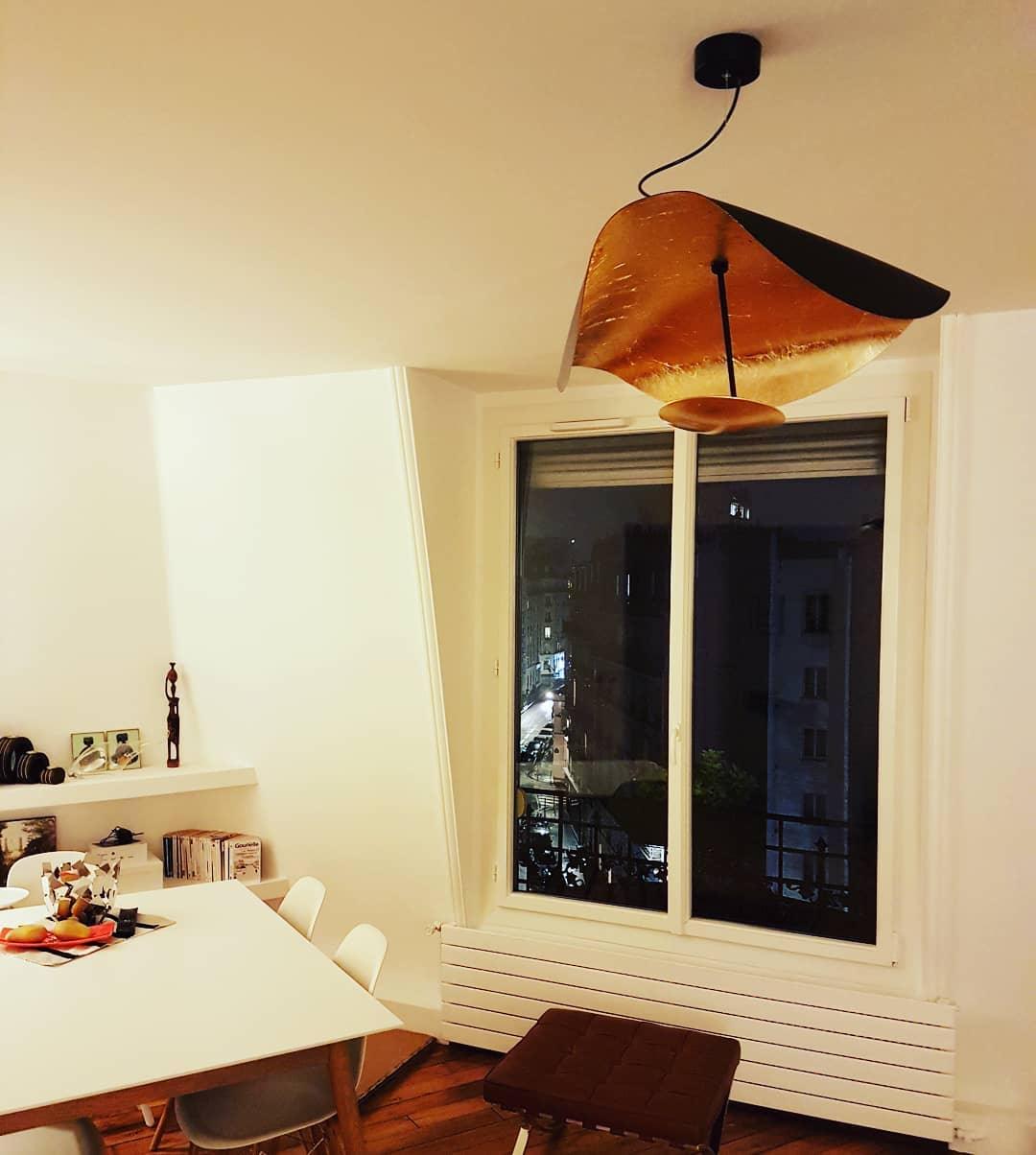 Lustra Pendant Lamp Black Gold Curved Shade - Letslighting