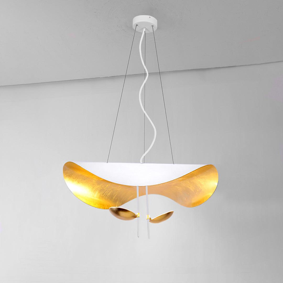Lustra Pendant Lamp Black Gold Curved Shade - Letslighting