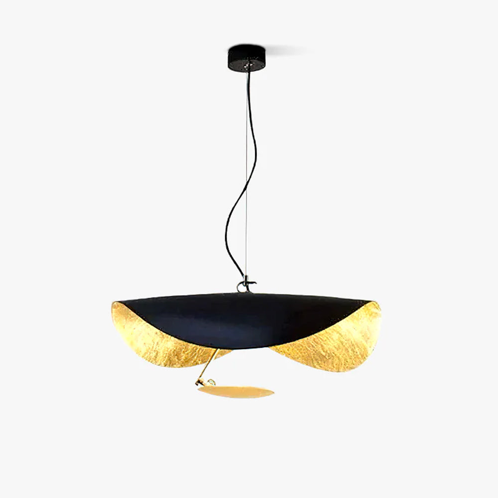 Lustra Pendant Lamp Black Gold Curved Shade - Letslighting