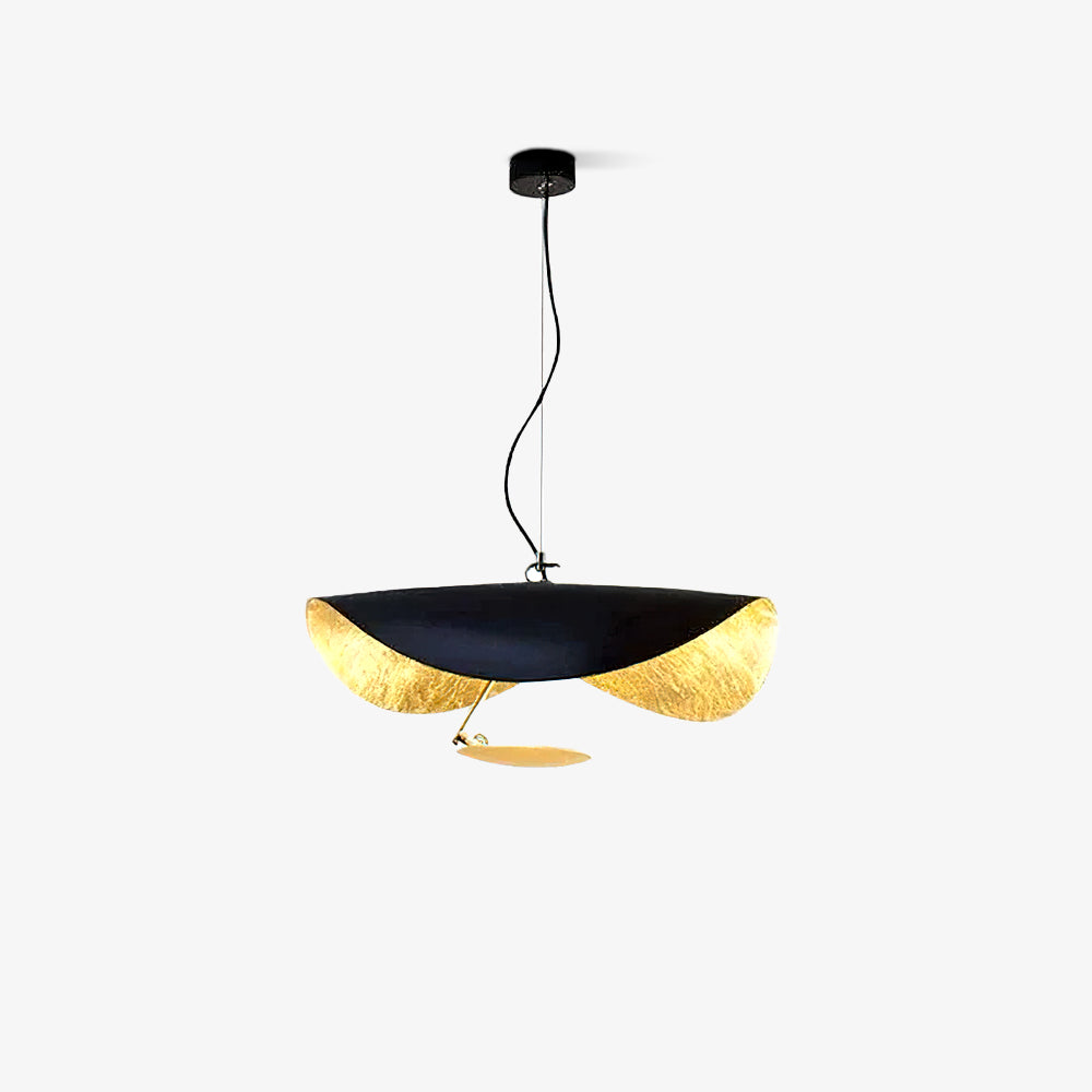 Lustra Pendant Lamp Black Gold Curved Shade - Letslighting