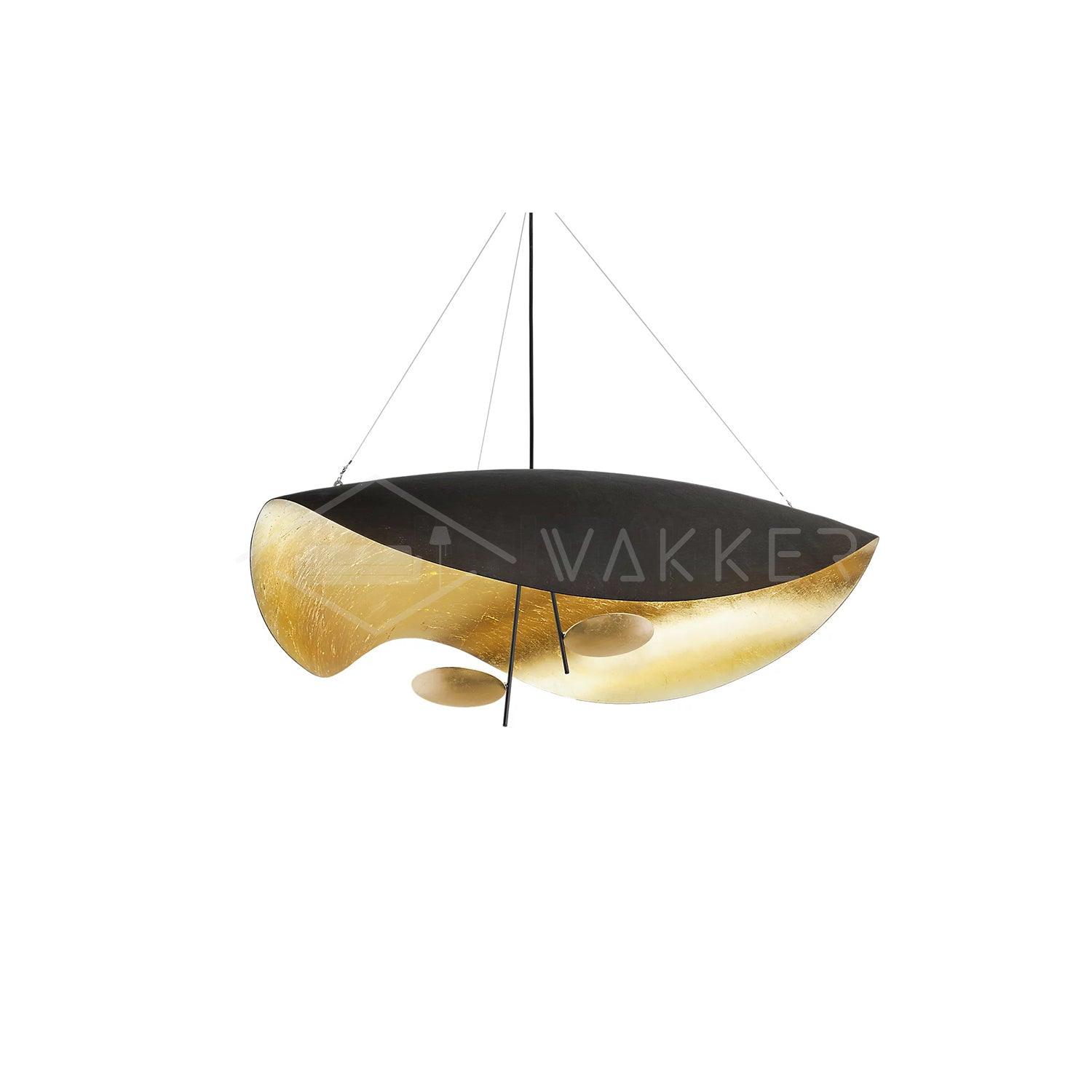 Lustra Pendant Lamp Black Gold Curved Shade - Letslighting