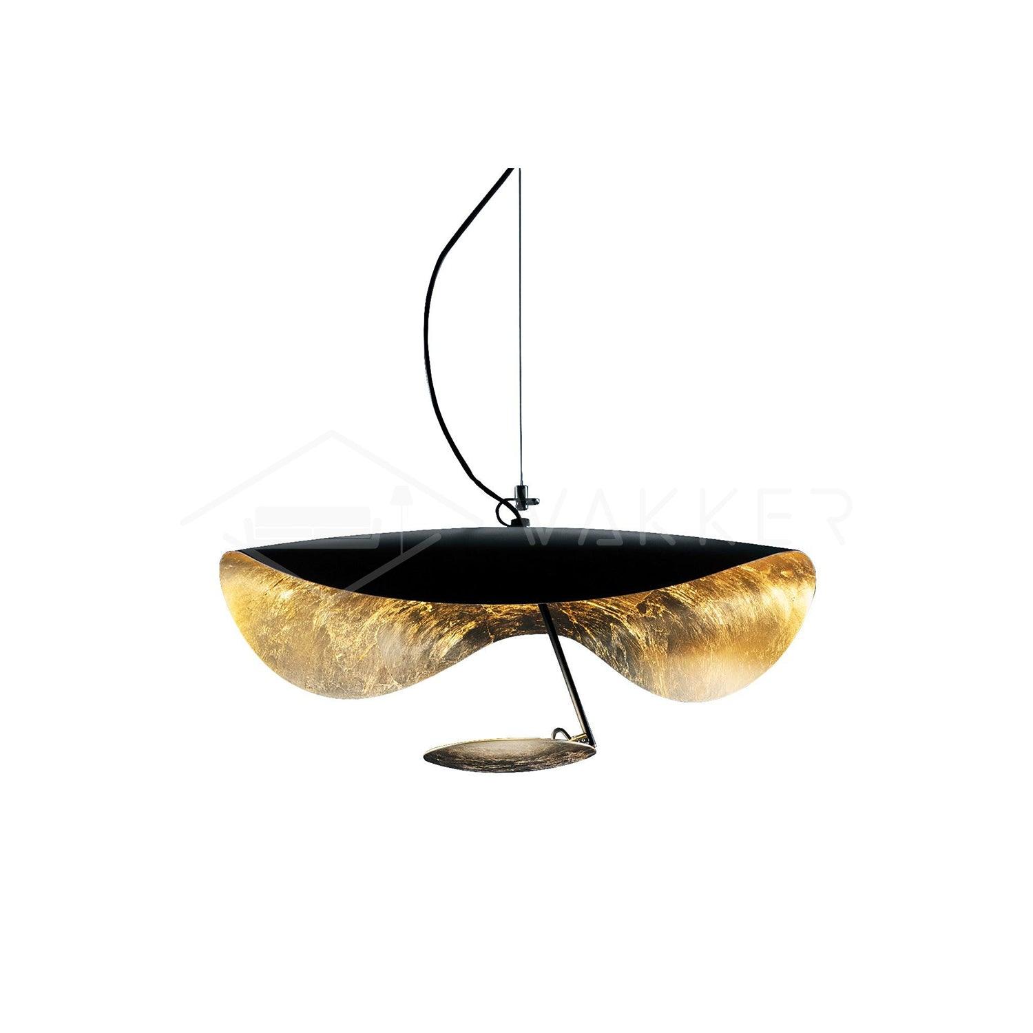 Lustra Pendant Lamp Black Gold Curved Shade - Letslighting