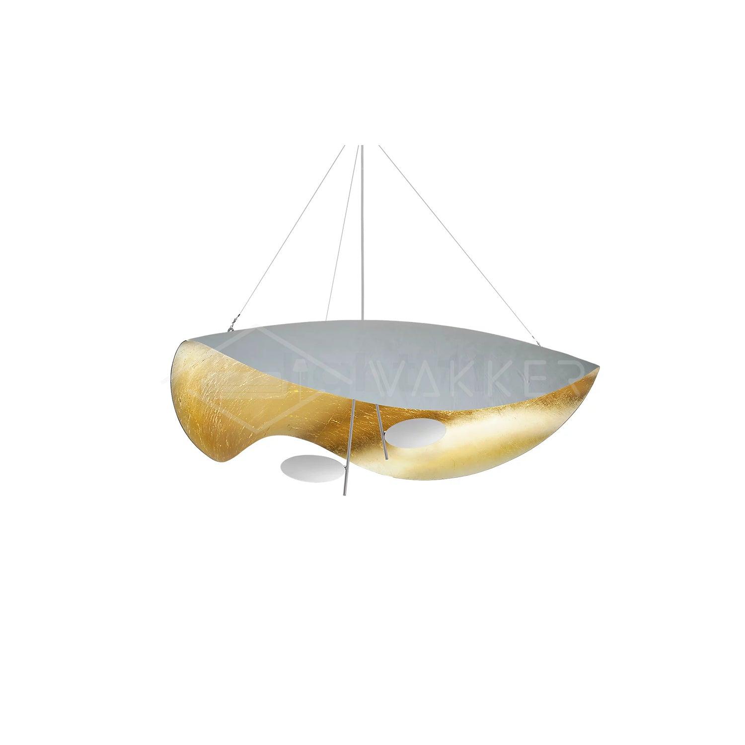Lustra Pendant Lamp Black Gold Curved Shade - Letslighting