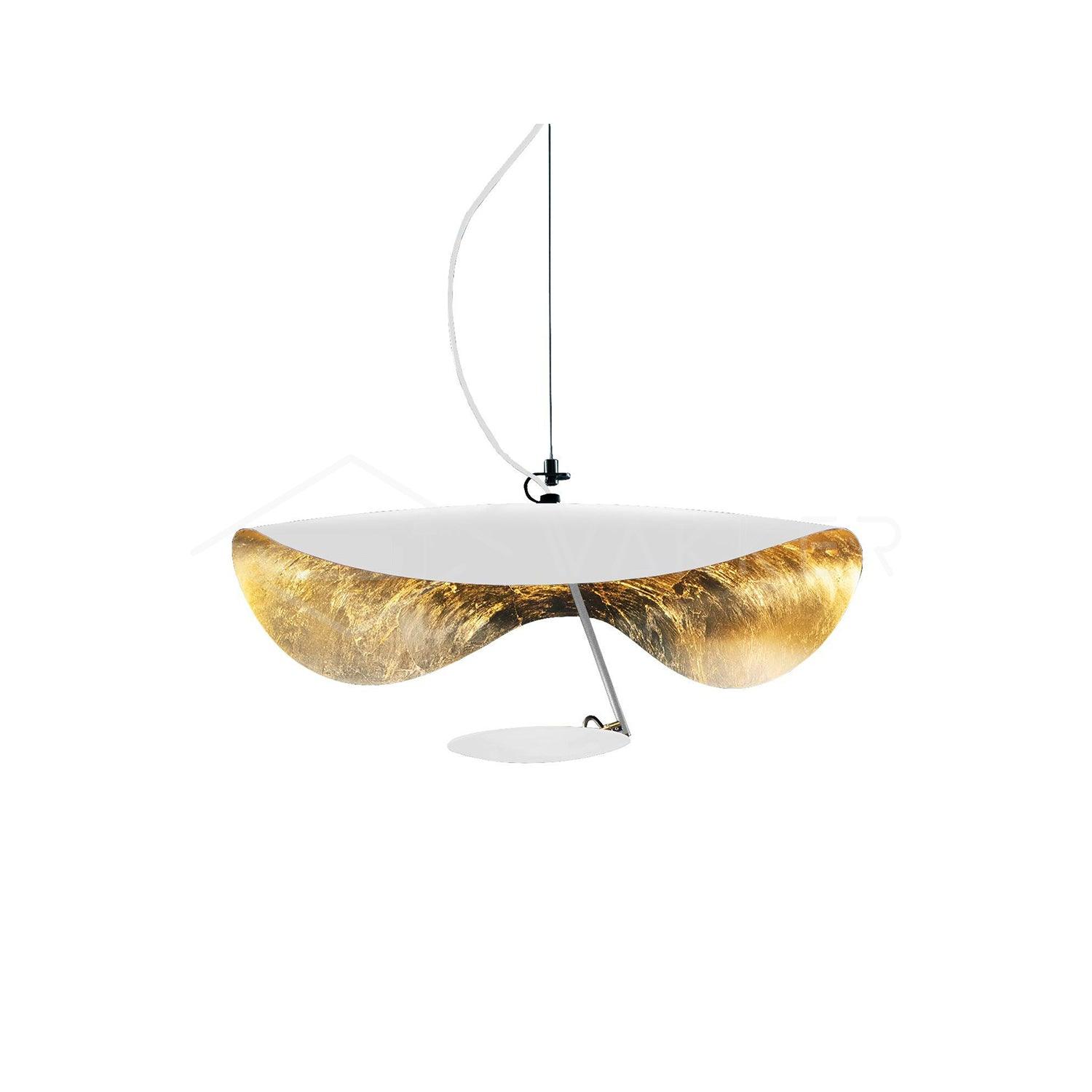 Lustra Pendant Lamp Black Gold Curved Shade - Letslighting
