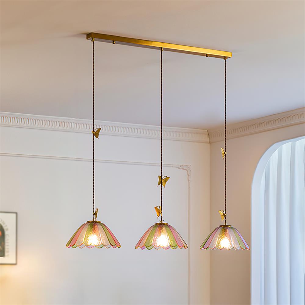 Leira Skirt Pendant Lamp Scalloped Stained Glass Vintage - Letslighting