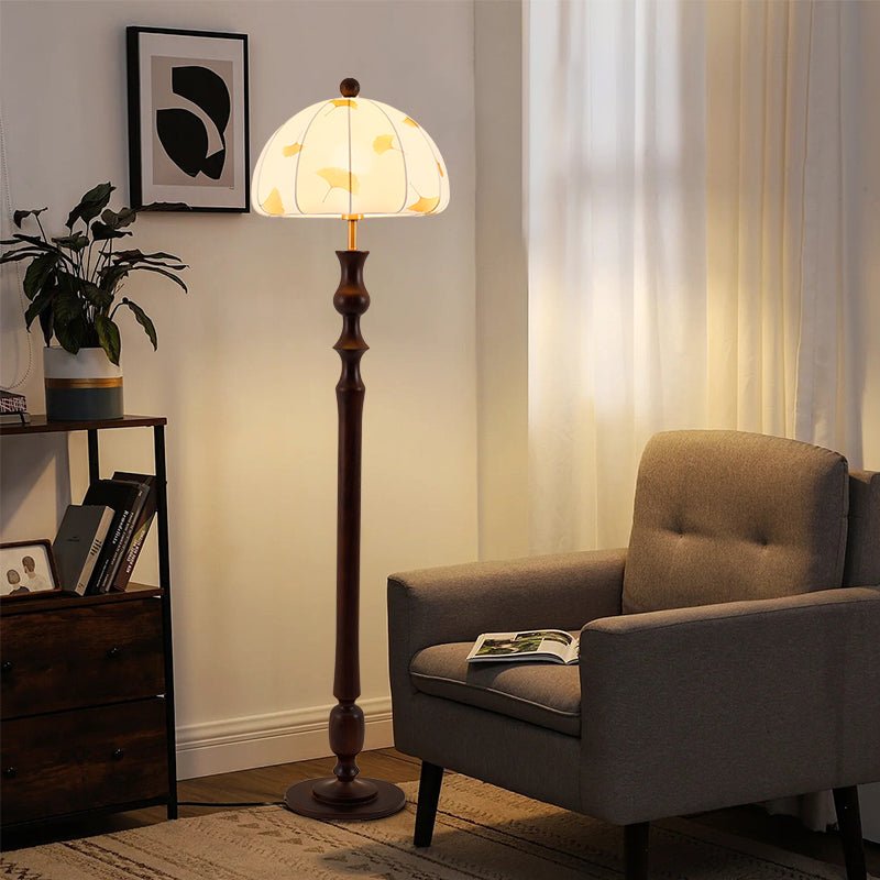 Ginkgore Wood Fabric Vintage Floor Lamp - Letslighting
