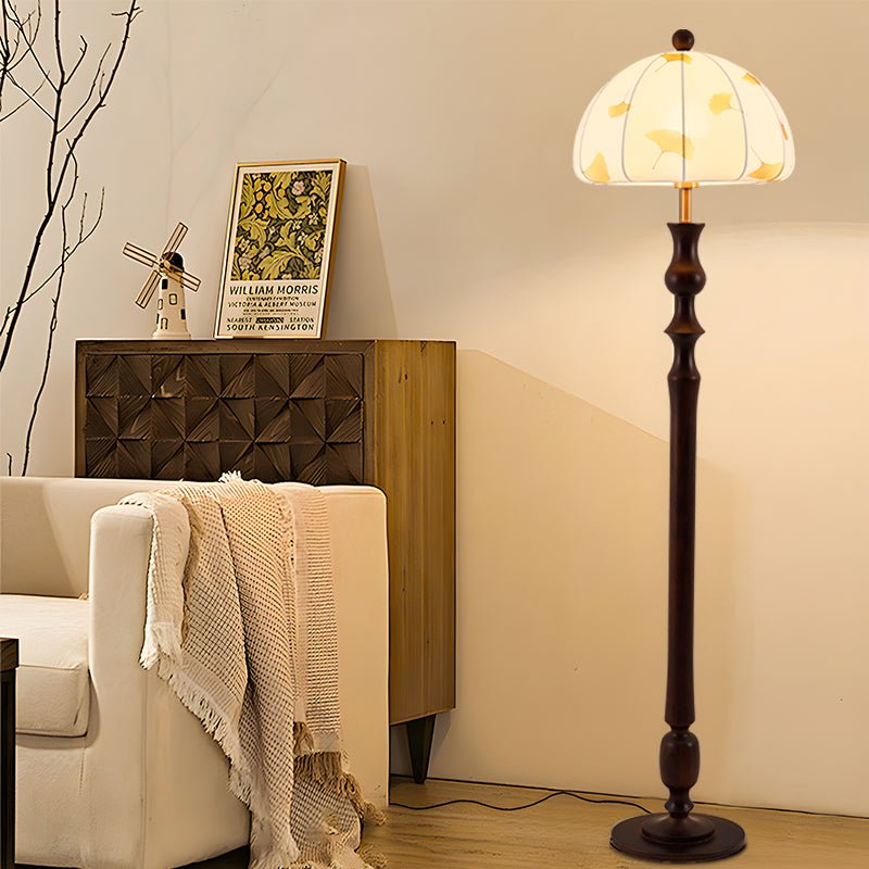Ginkgore Wood Fabric Vintage Floor Lamp - Letslighting
