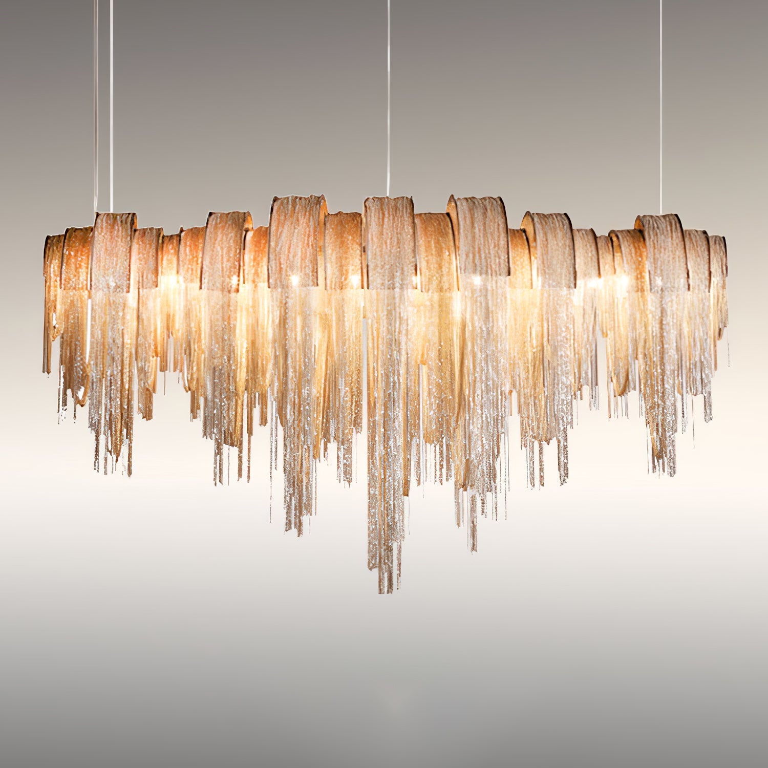 Lustra Chandelier Layered Chain Nickel Luxury - Letslighting