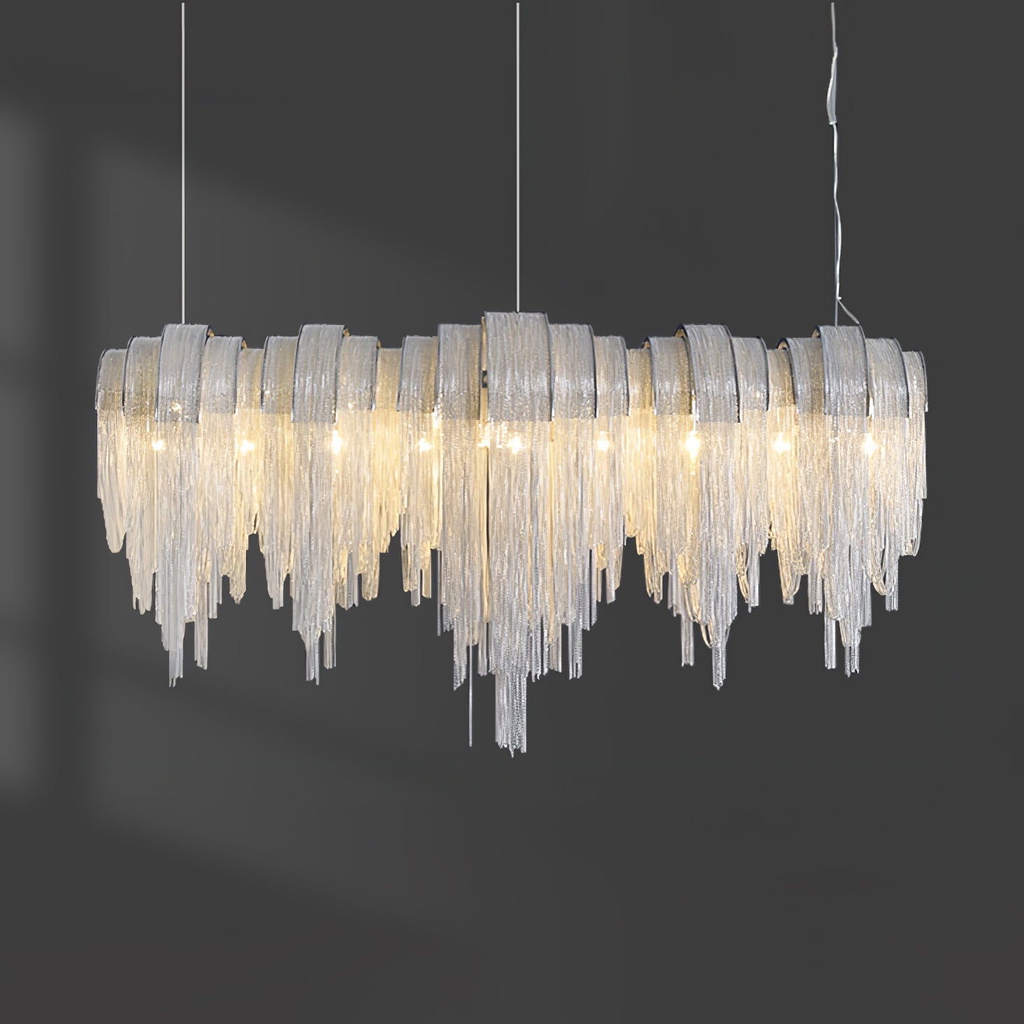 Lustra Chandelier Layered Chain Nickel Luxury - Letslighting