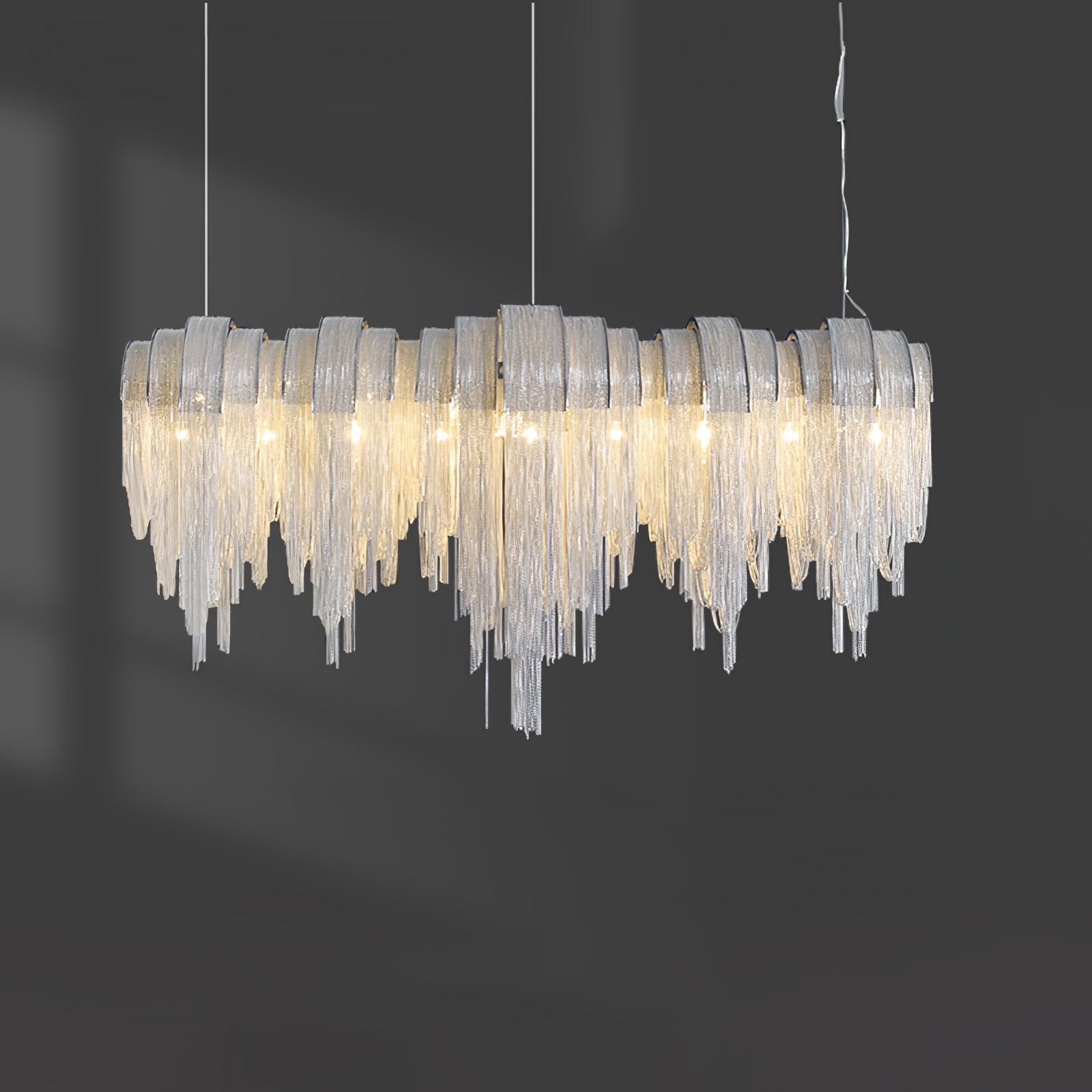 Lustra Chandelier Layered Chain Nickel Luxury - Letslighting