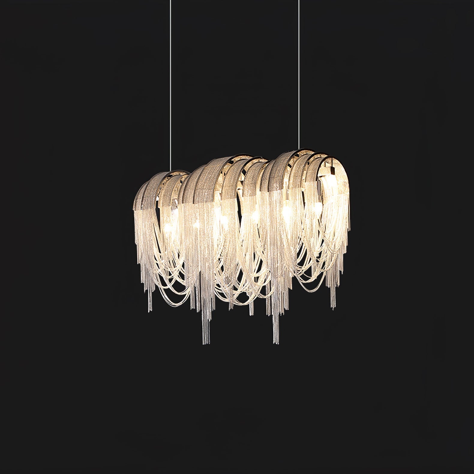 Lustra Chandelier Layered Chain Nickel Luxury - Letslighting