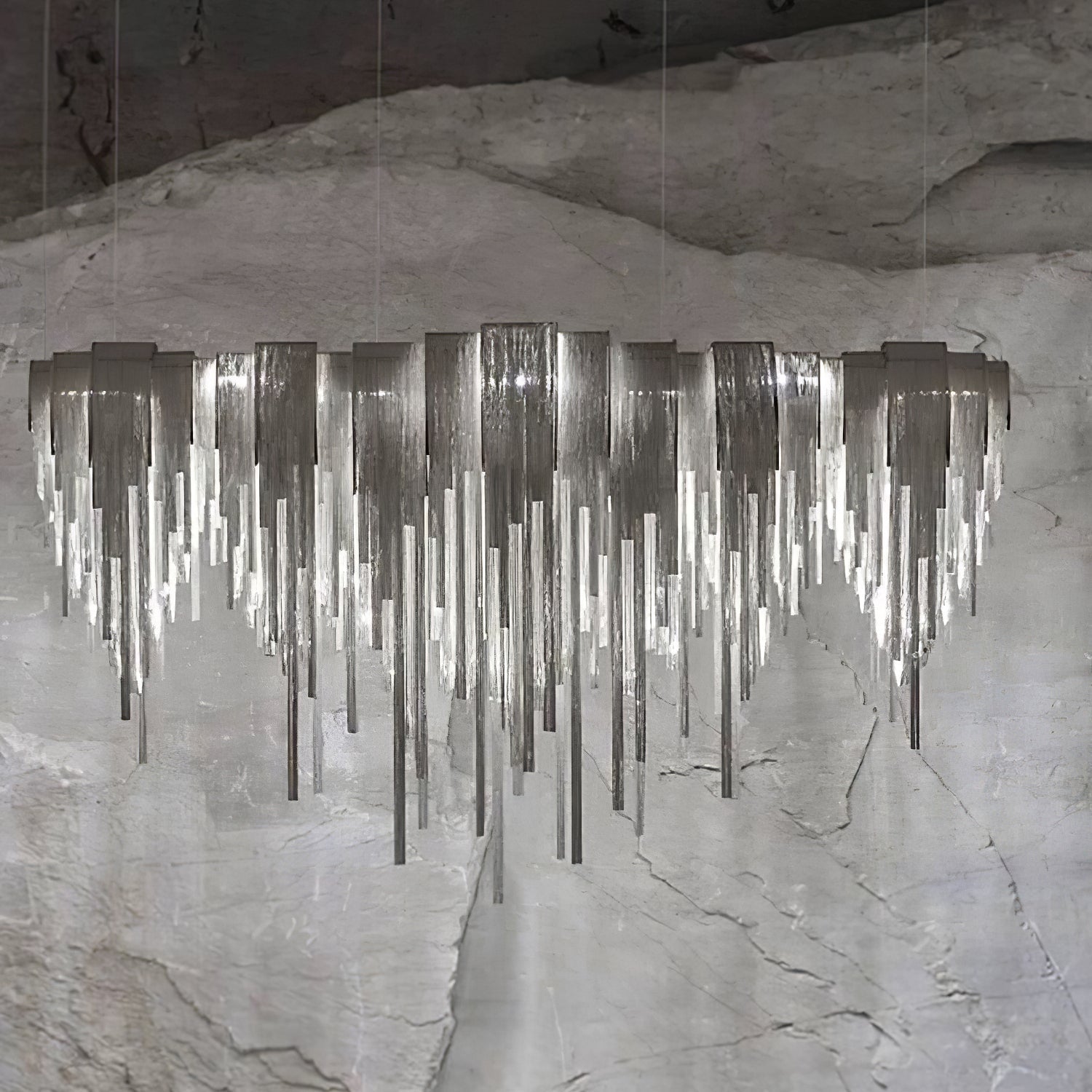 Lustra Chandelier Layered Chain Nickel Luxury - Letslighting