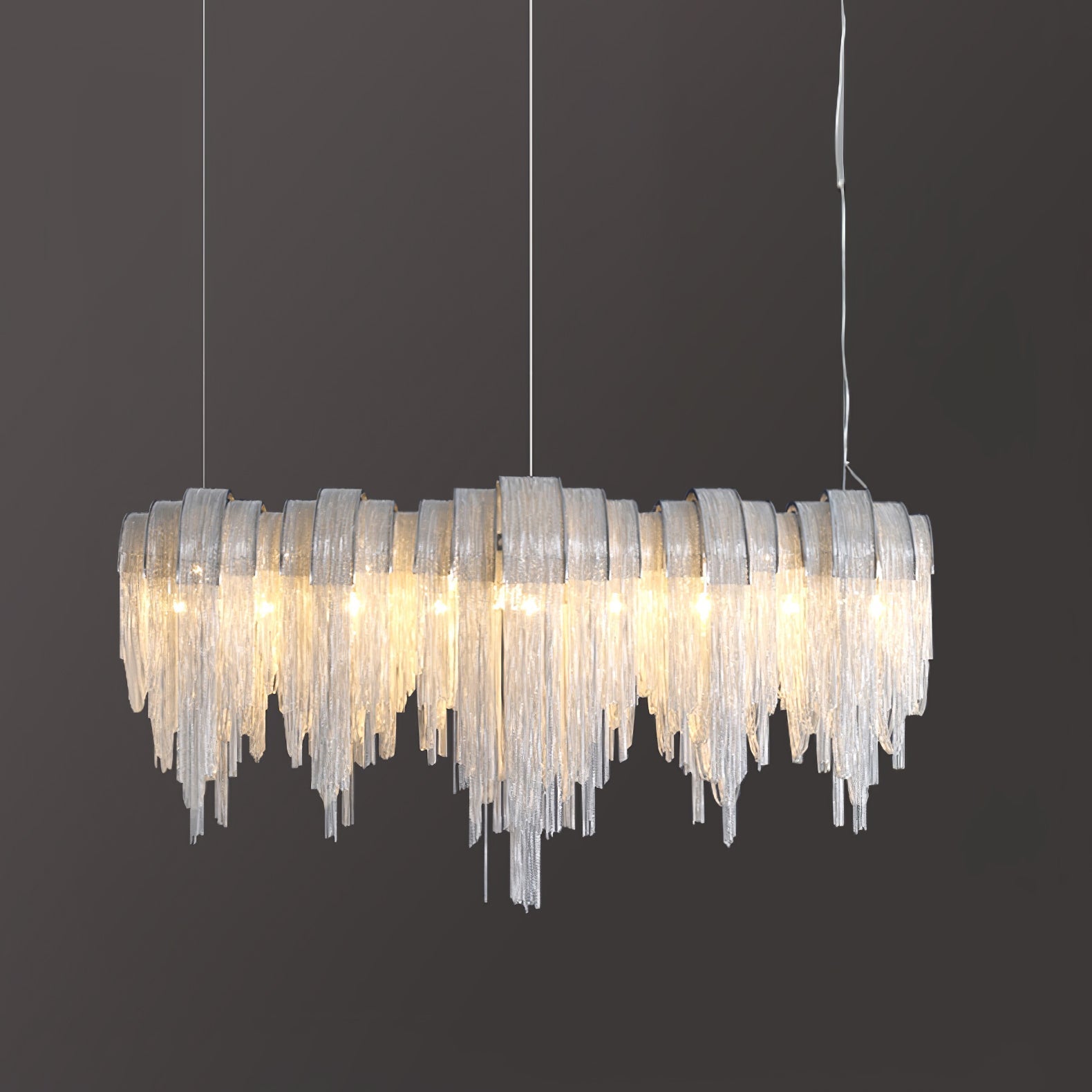 Lustra Chandelier Layered Chain Nickel Luxury - Letslighting