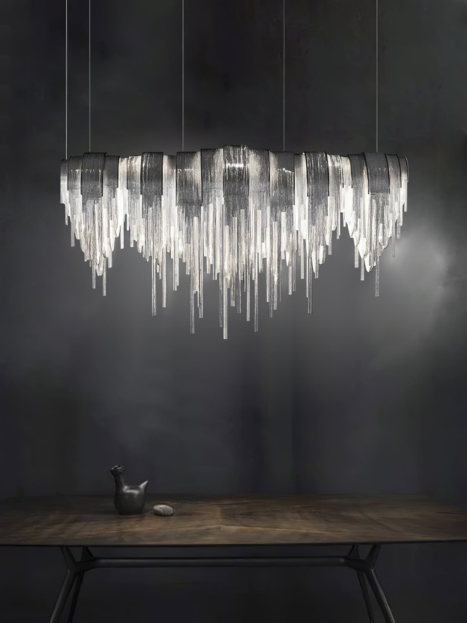 Lustra Chandelier Layered Chain Nickel Luxury - Letslighting