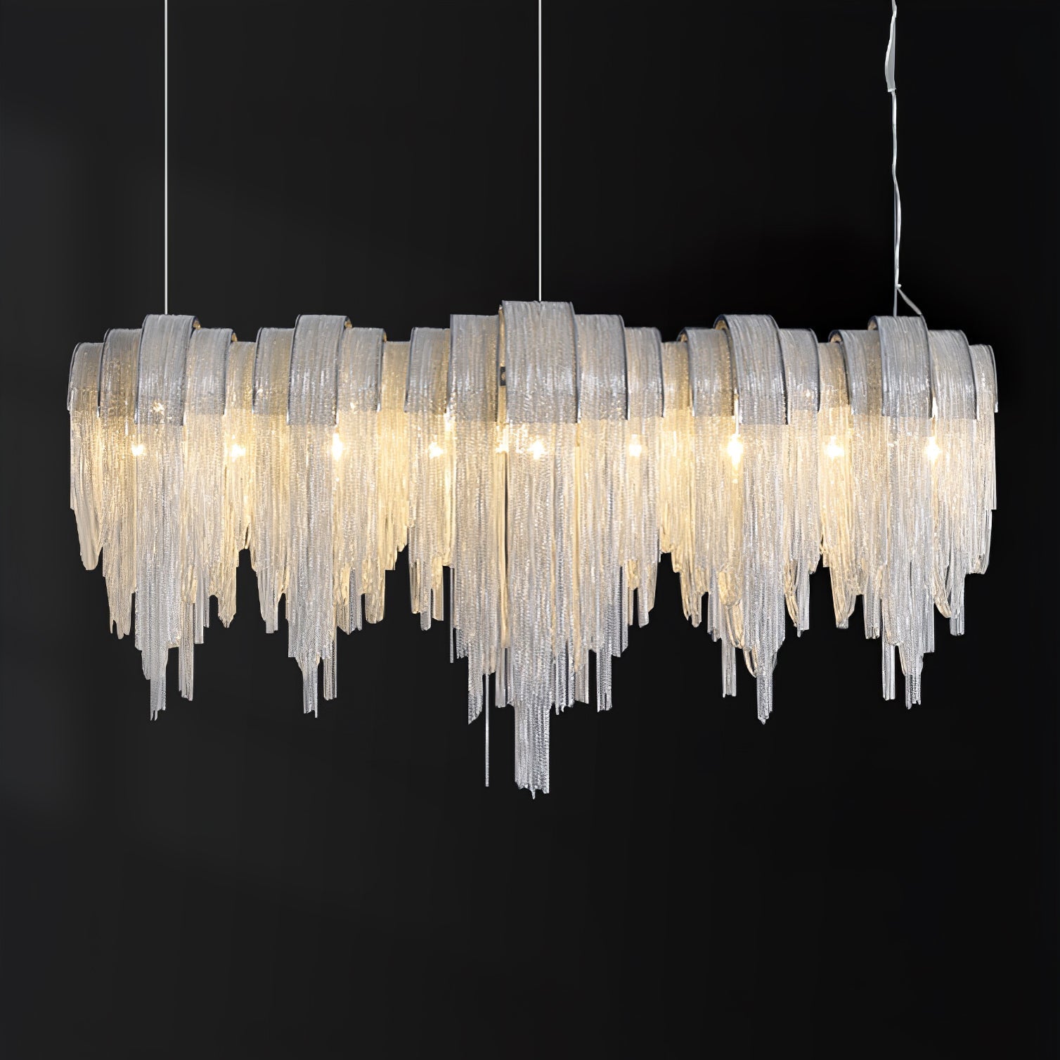 Lustra Chandelier Layered Chain Nickel Luxury - Letslighting