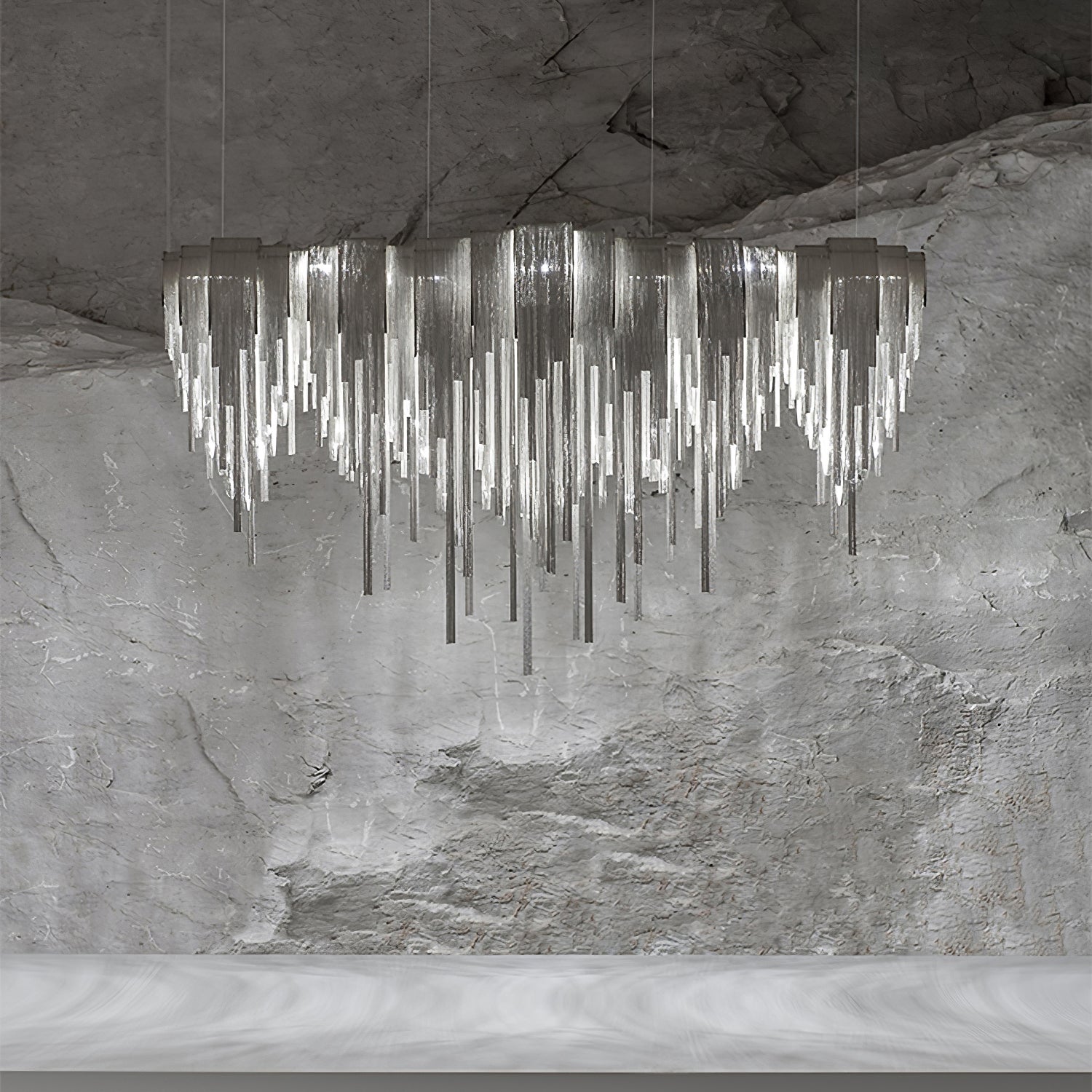 Lustra Chandelier Layered Chain Nickel Luxury - Letslighting