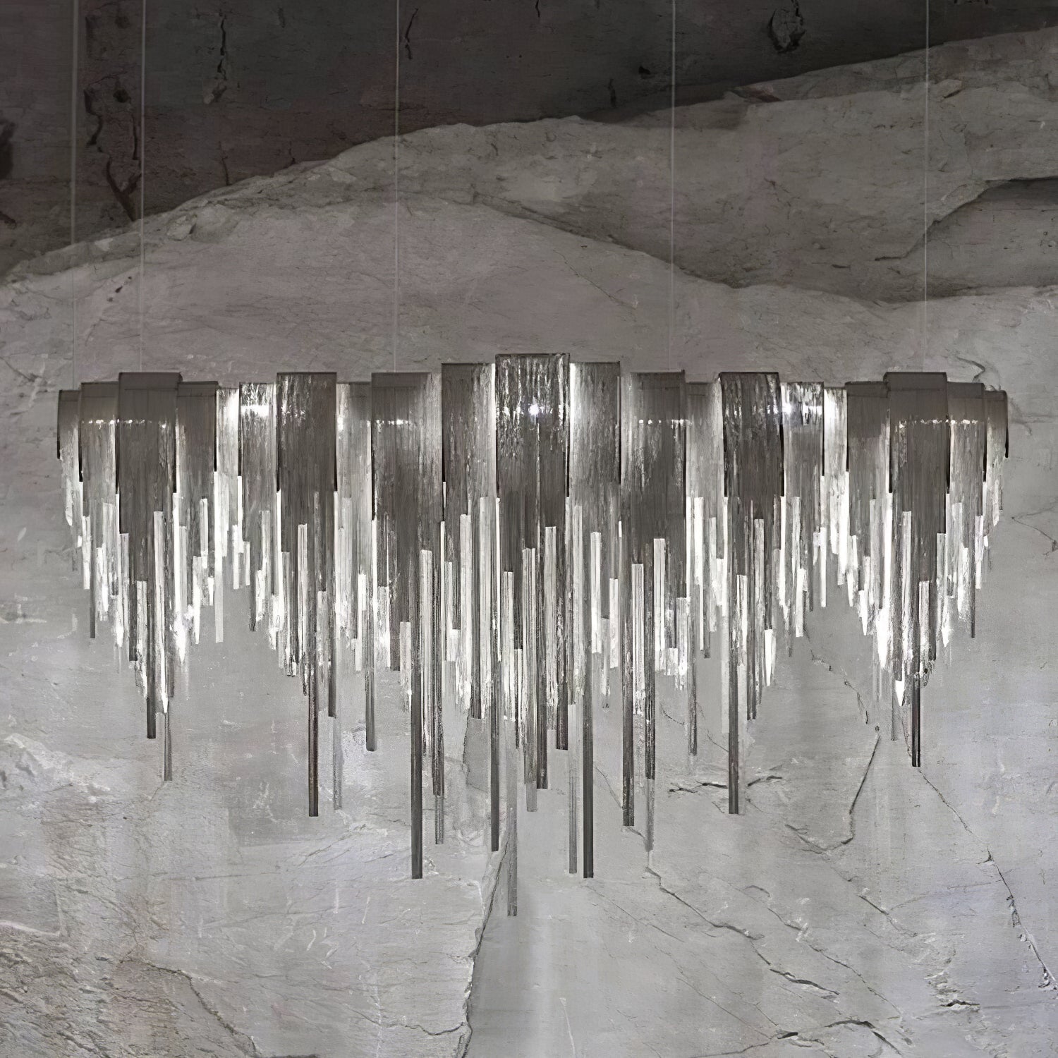 Lustra Chandelier Layered Chain Nickel Luxury - Letslighting