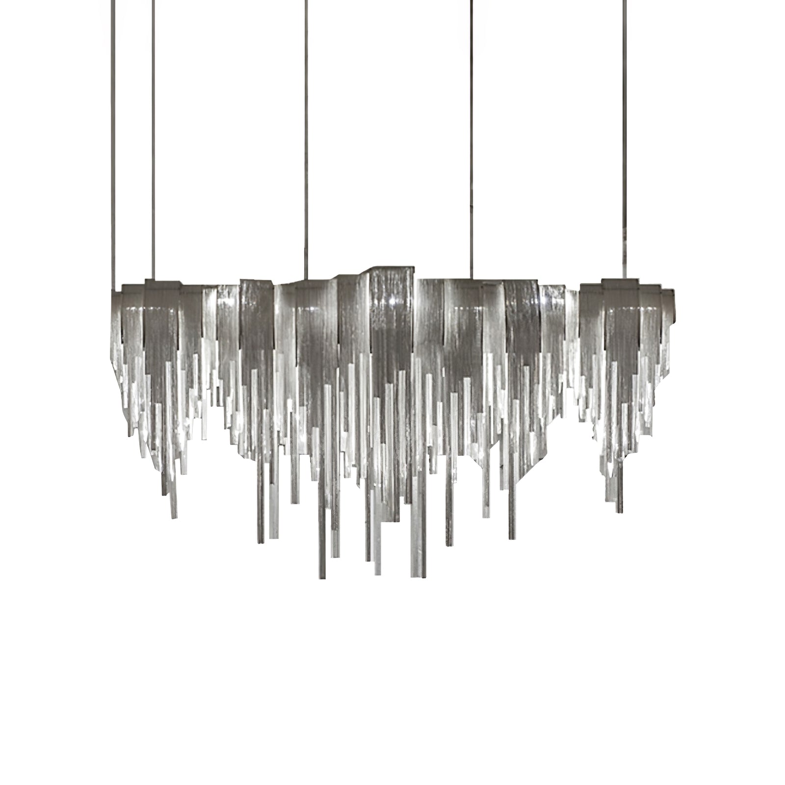Lustra Chandelier Layered Chain Nickel Luxury - Letslighting