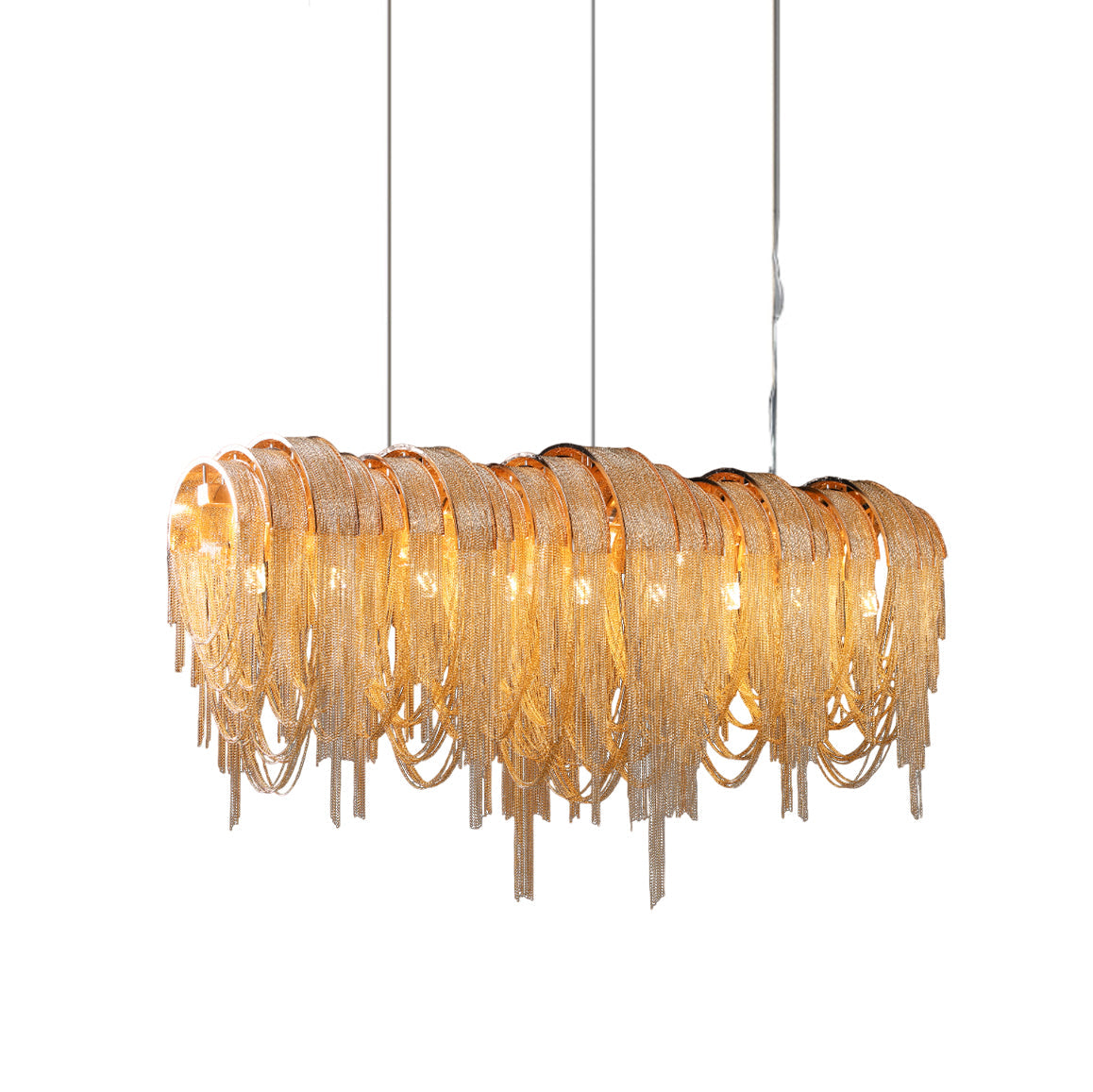 Lustra Chandelier Layered Chain Nickel Luxury - Letslighting
