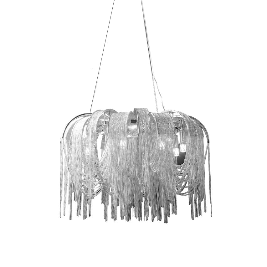 Lustra Chandelier Layered Chain Nickel Luxury - Letslighting