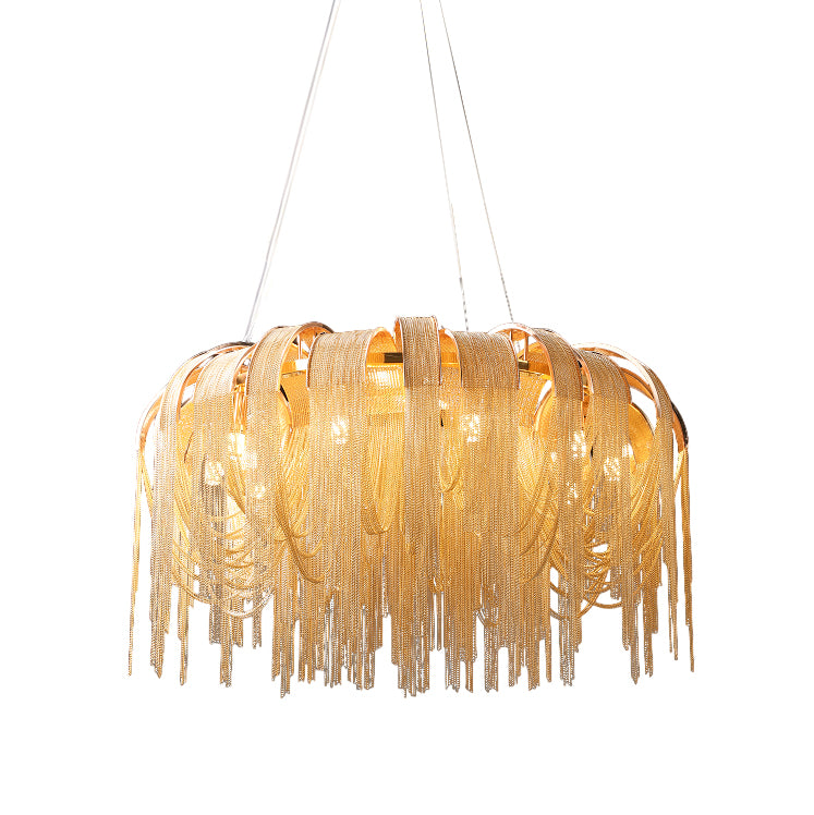 Lustra Chandelier Layered Chain Nickel Luxury - Letslighting