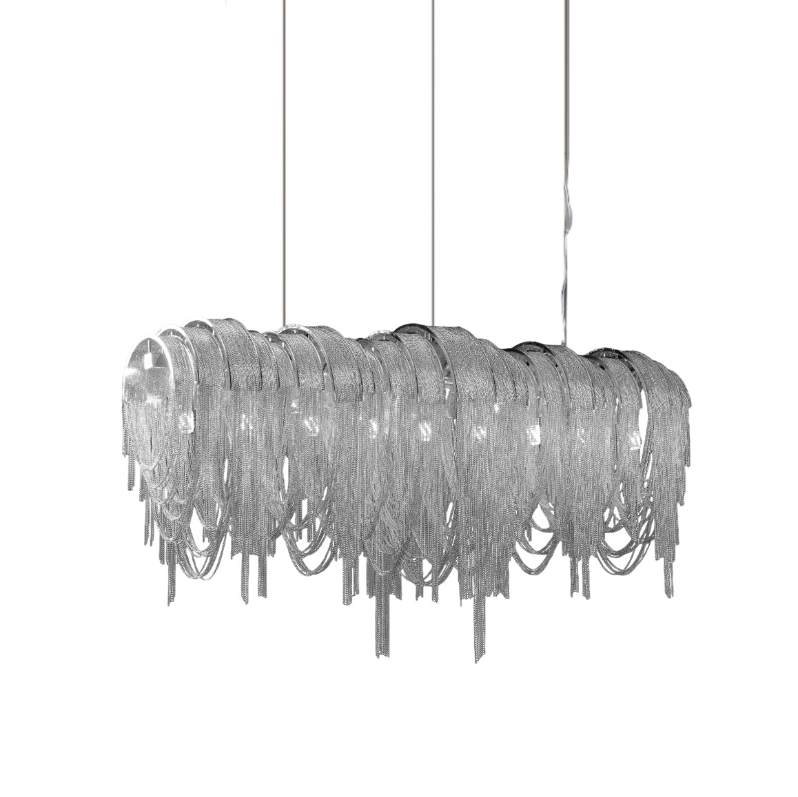 Lustra Chandelier Layered Chain Nickel Luxury - Letslighting