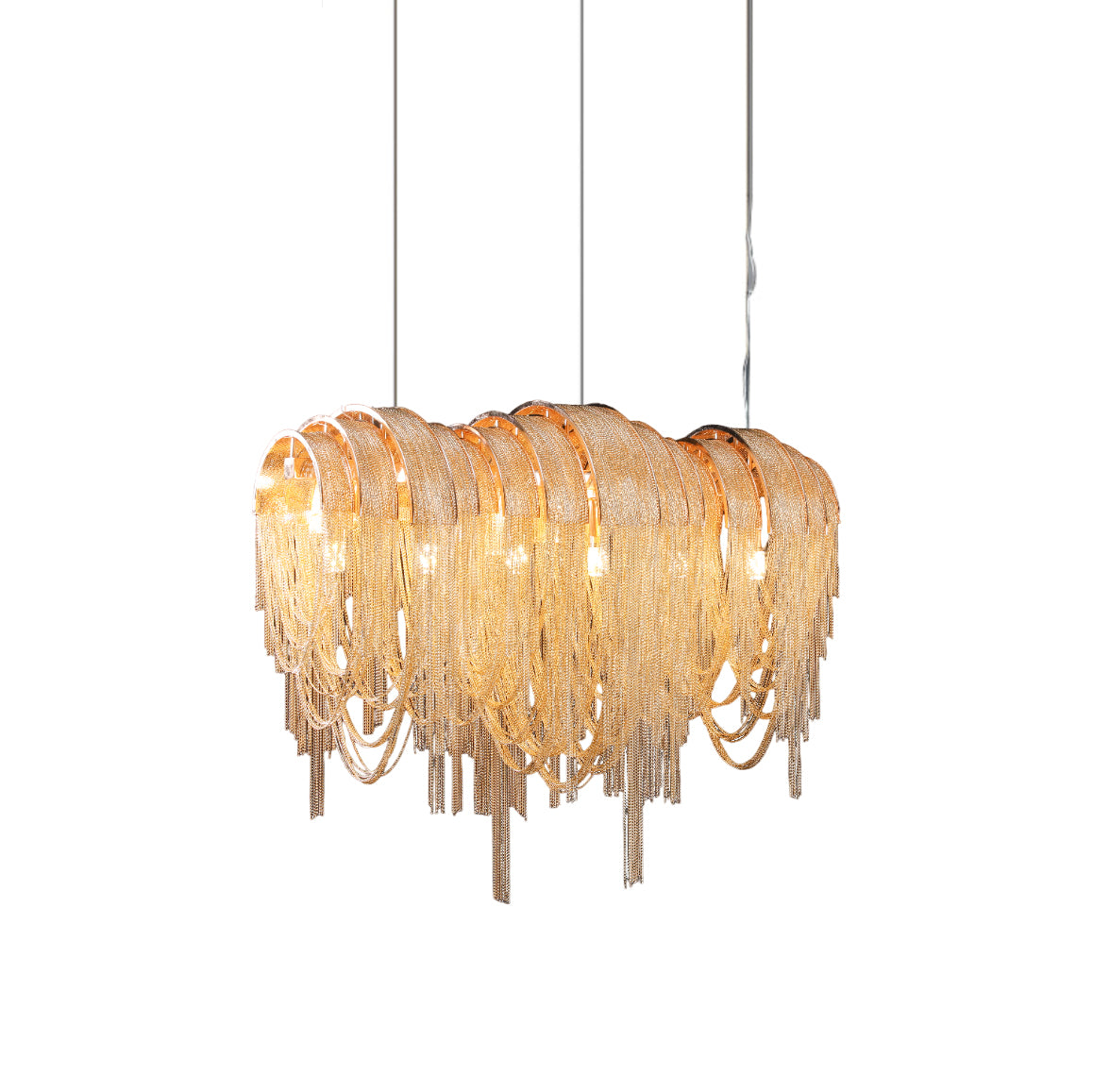 Lustra Chandelier Layered Chain Nickel Luxury - Letslighting