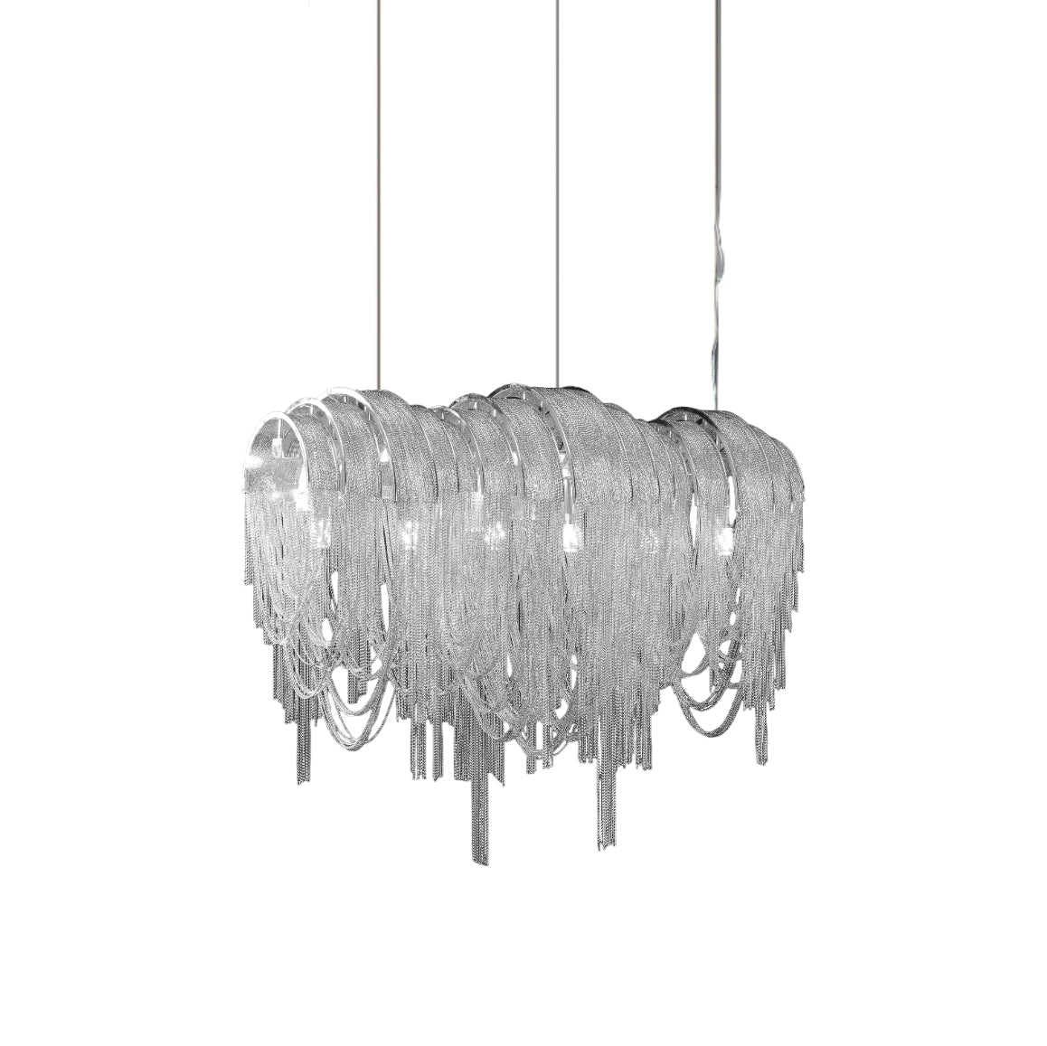 Lustra Chandelier Layered Chain Nickel Luxury - Letslighting