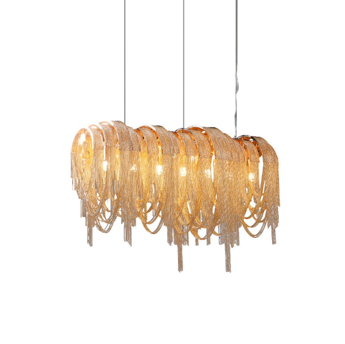 Lustra Chandelier Layered Chain Nickel Luxury - Letslighting