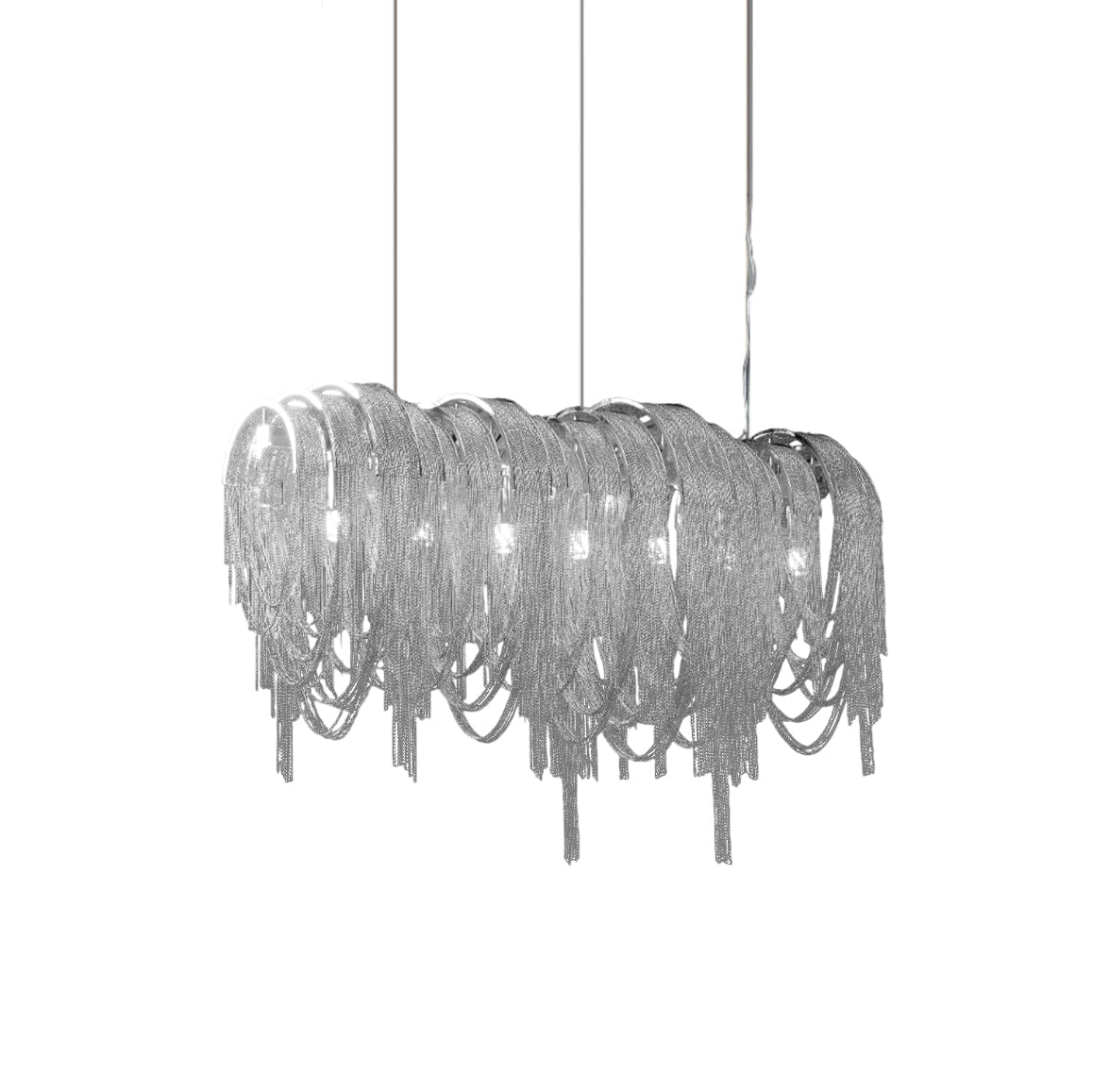 Lustra Chandelier Layered Chain Nickel Luxury - Letslighting