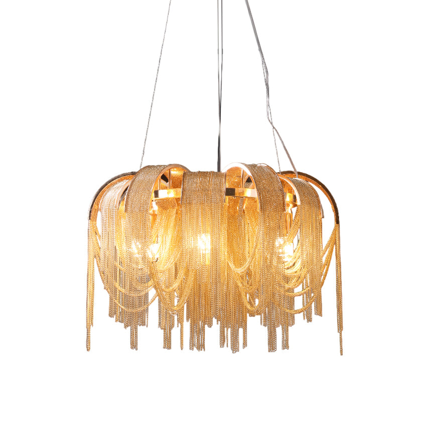 Lustra Chandelier Layered Chain Nickel Luxury - Letslighting