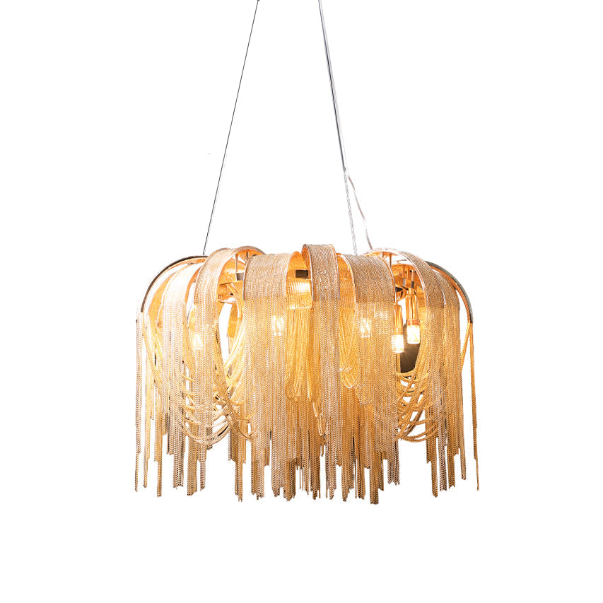 Lustra Chandelier Layered Chain Nickel Luxury - Letslighting