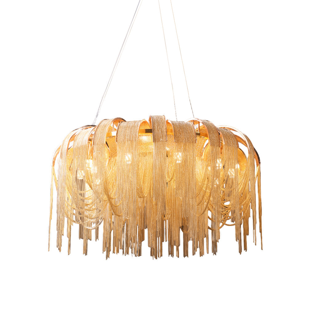 Lustra Chandelier Layered Chain Nickel Luxury - Letslighting