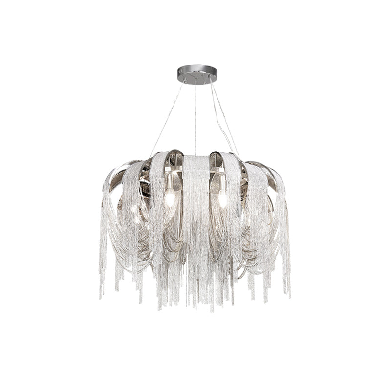Lustra Chandelier Layered Chain Nickel Luxury - Letslighting