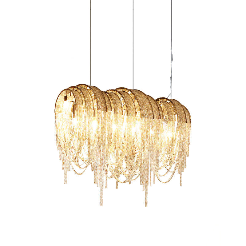Lustra Chandelier Layered Chain Nickel Luxury - Letslighting