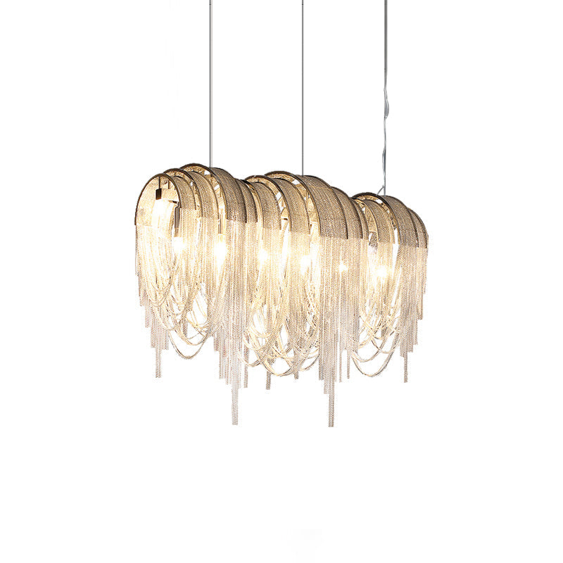 Lustra Chandelier Layered Chain Nickel Luxury - Letslighting