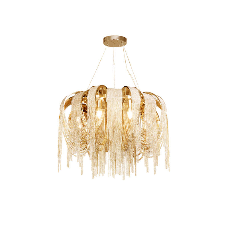 Lustra Chandelier Layered Chain Nickel Luxury - Letslighting