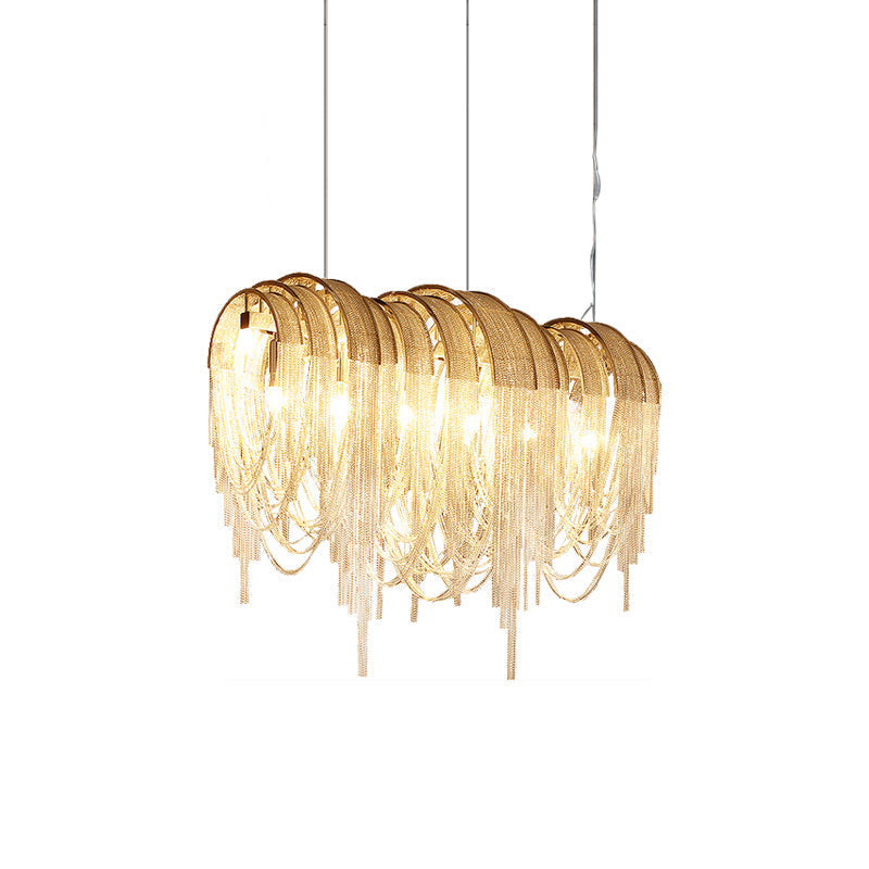 Lustra Chandelier Layered Chain Nickel Luxury - Letslighting